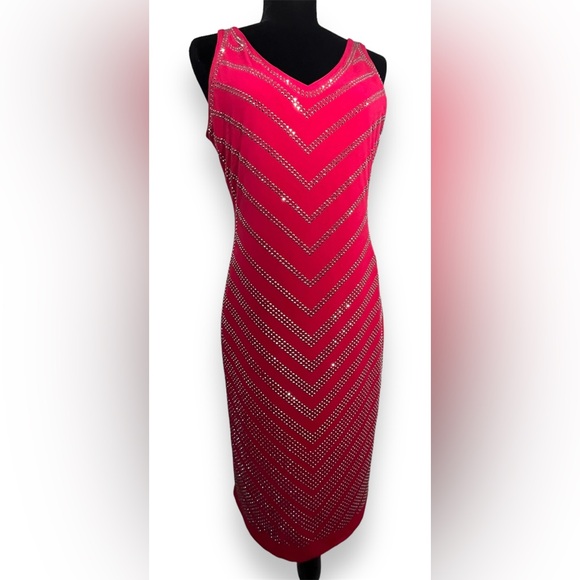 Carmen Marc Valvo Womens Cut and Sew Sparkly Cocktail Dress Size L - Picture 2 of 16